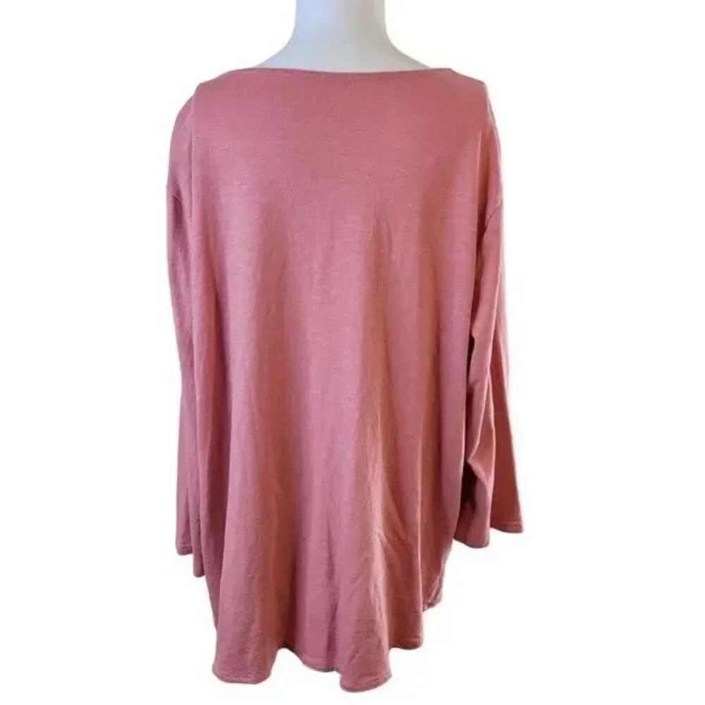 Pure Jill Large top faux wrap button v-neck flowy modal stretch blouse shirt